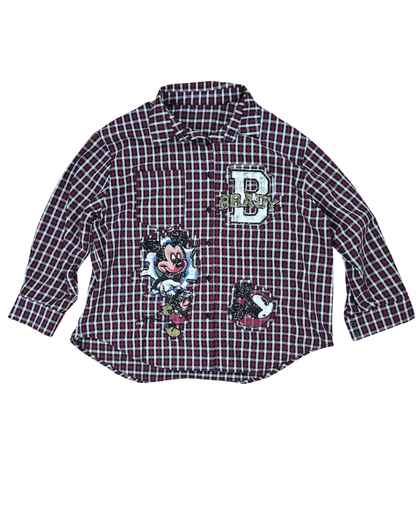 camisa cuadros mickey mouse oversize