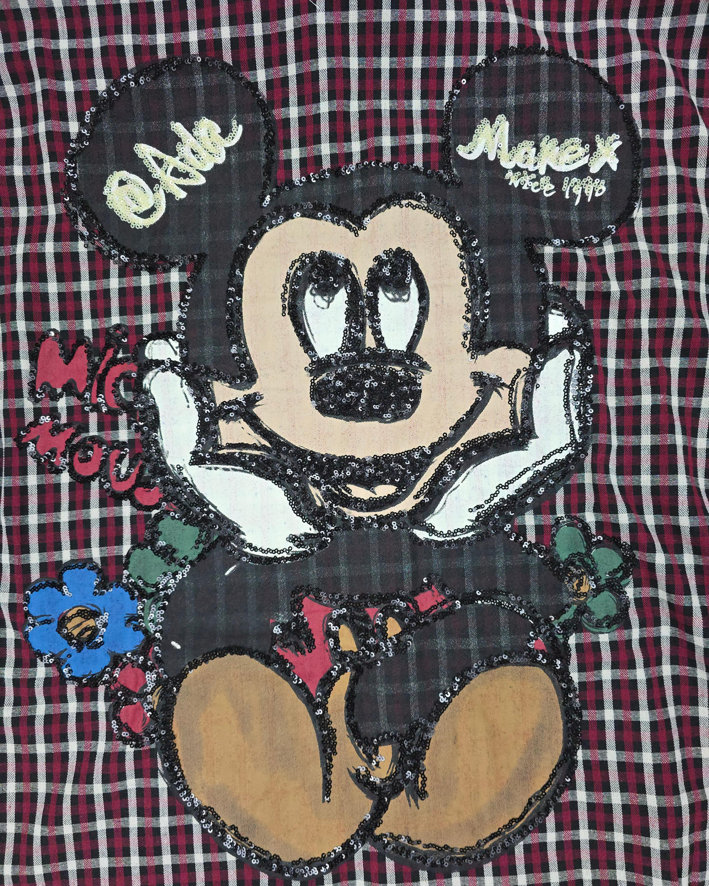 camisa cuadros mickey mouse oversize