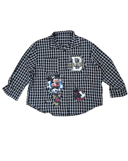 camisa cuadros mickey mouse oversize